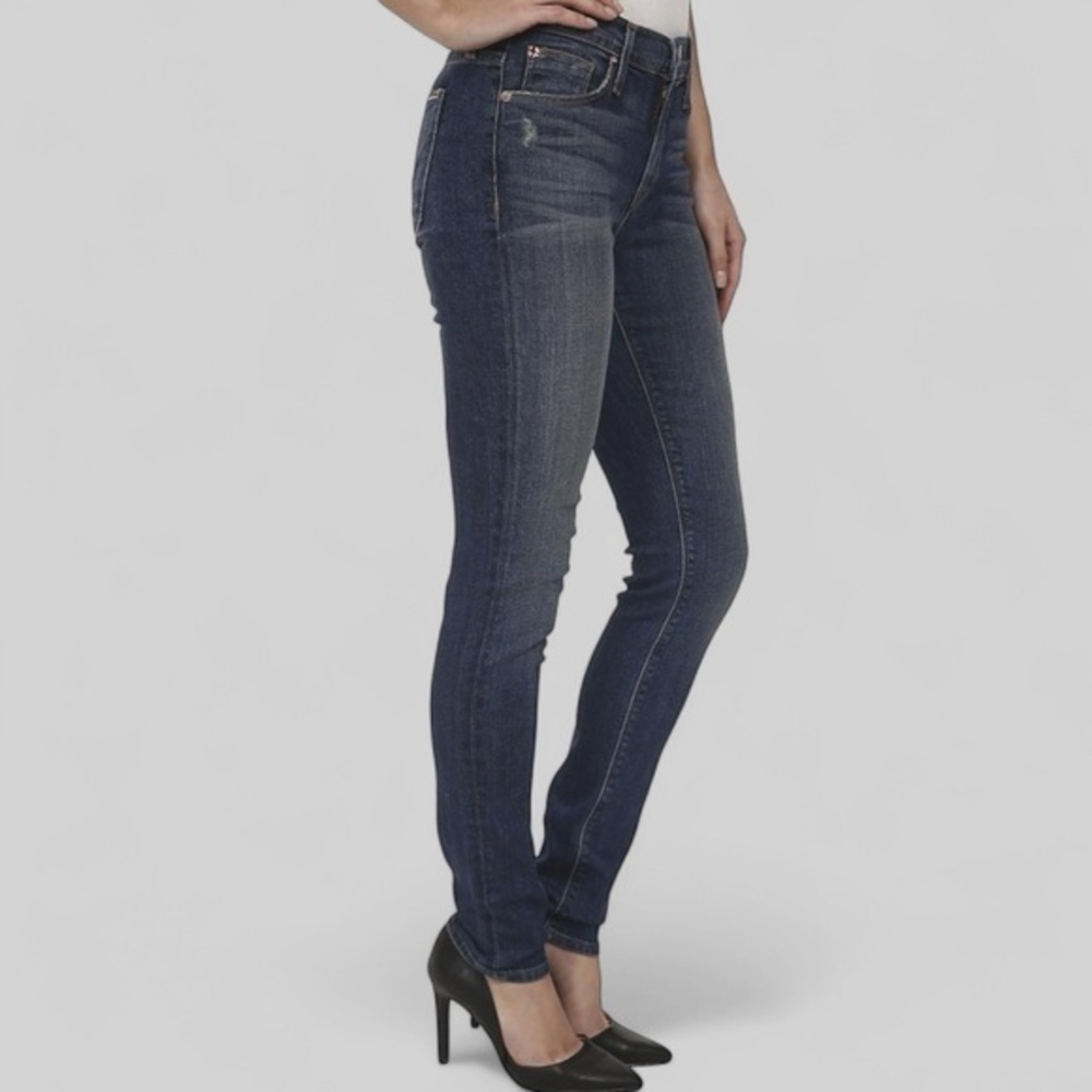 Hudson Nico Midrise Super Skinny Faded Black Stretch Jeans Size 33